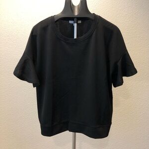 Rose & Olive Black Flutter Sleeve Blouse Size XL